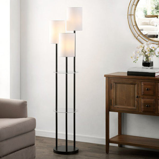 Safavieh Soren Glass And Iron Floor Lamp - Black | Floor Lamps | Modishstore