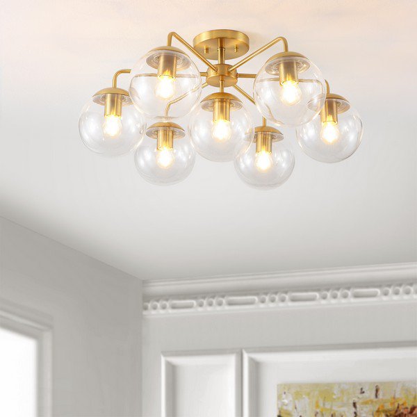 Safavieh Camdyn Flush Mount - Brass | Ceiling Lamps | Modishstore
