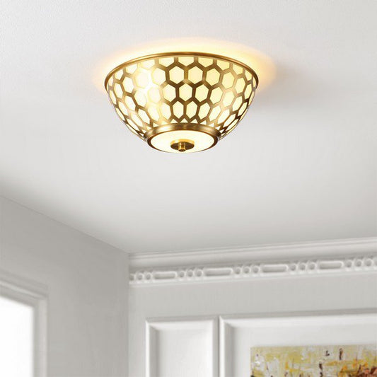 Safavieh Carlina Flush Mount - Brass Gold | Ceiling Lamps | Modishstore