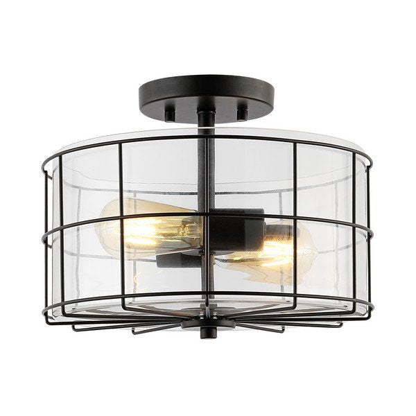 Safavieh Hannes Flush Mount - Painted Matte Black | Ceiling Lamps | Modishstore - 2