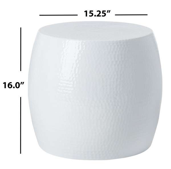 Safavieh Vanadium Round Hammered Stool - White | End Tables | Modishstore - 4
