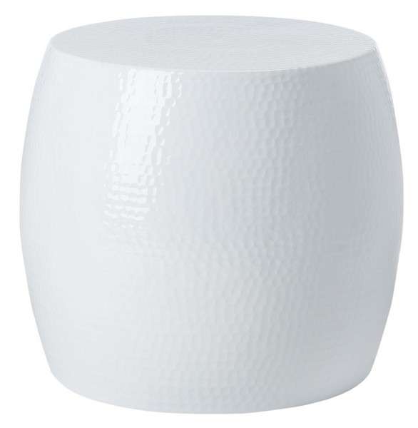 Safavieh Vanadium Round Hammered Stool - White | End Tables | Modishstore - 2