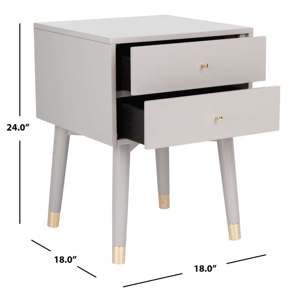Safavieh Lyla Mid Century Retro Silver Cap Nightstand - Grey With Gold | Nightstands | Modishstore - 3