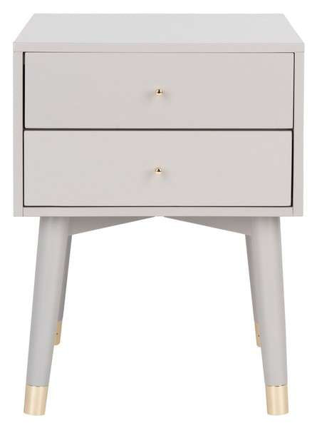 Safavieh Lyla Mid Century Retro Silver Cap Nightstand - Grey With Gold | Nightstands | Modishstore - 2