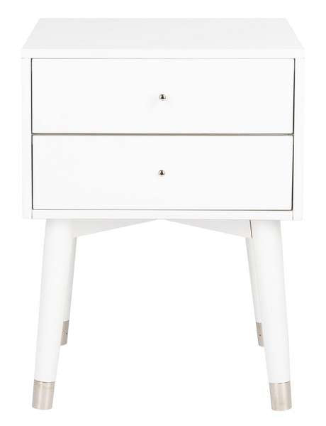 Safavieh Lyla Mid Century Retro Silver Cap Nightstand - White | Nightstands | Modishstore - 2