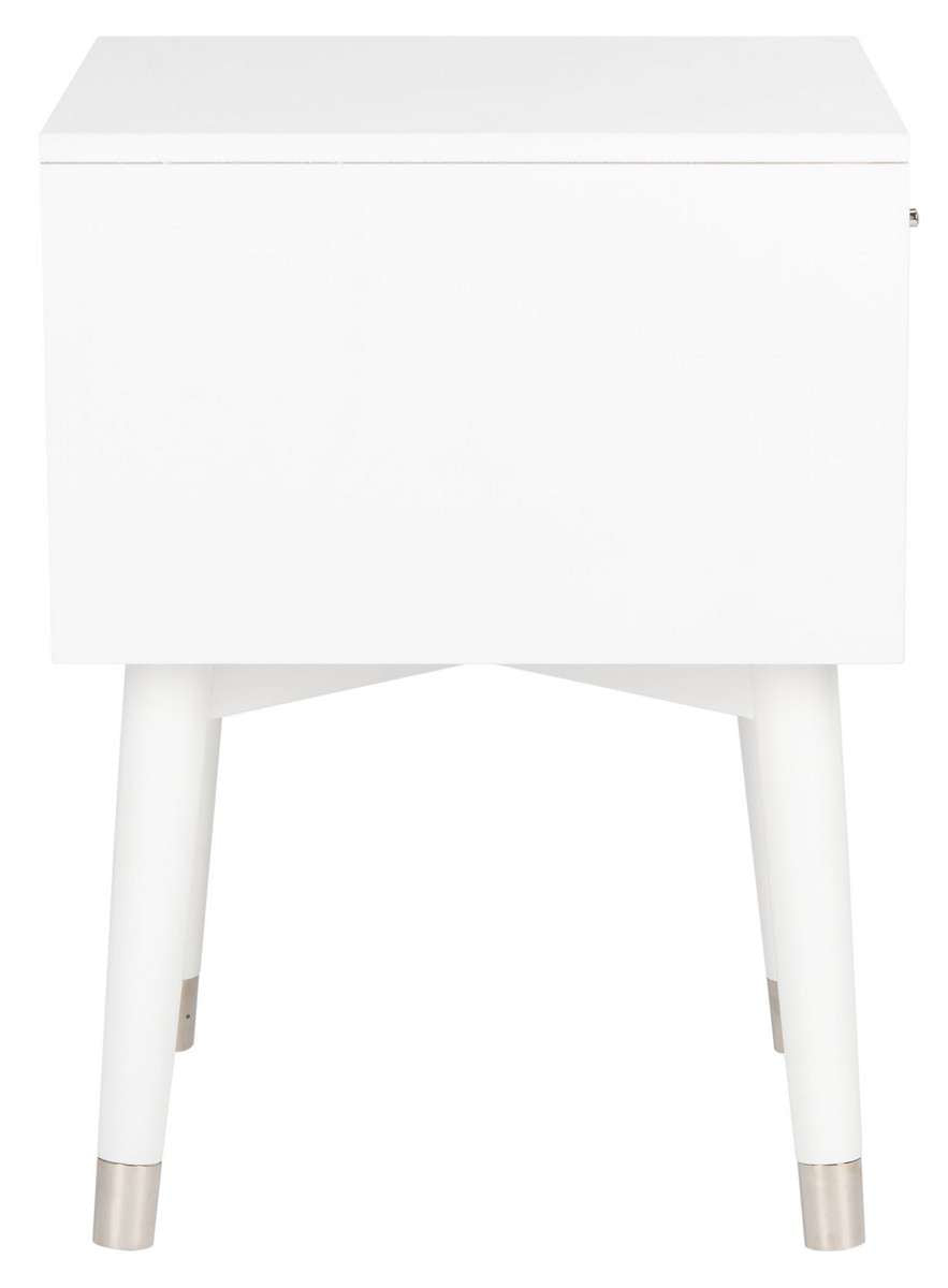 Safavieh Lyla Mid Century Retro Silver Cap Nightstand - White | Nightstands | Modishstore - 4