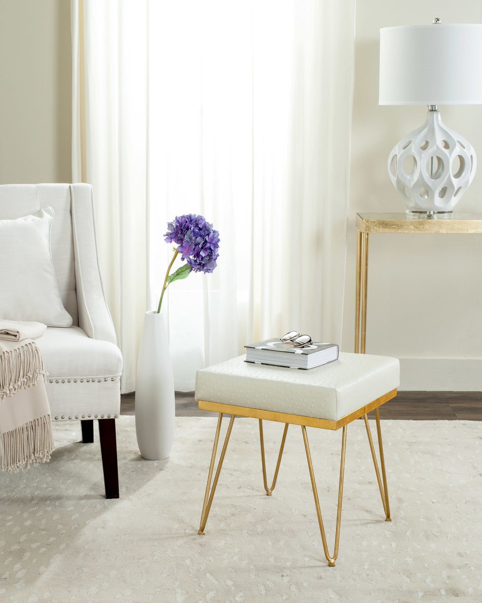 Safavieh Jenine Faux Ostrich Square Bench | Benches | Modishstore - 1
