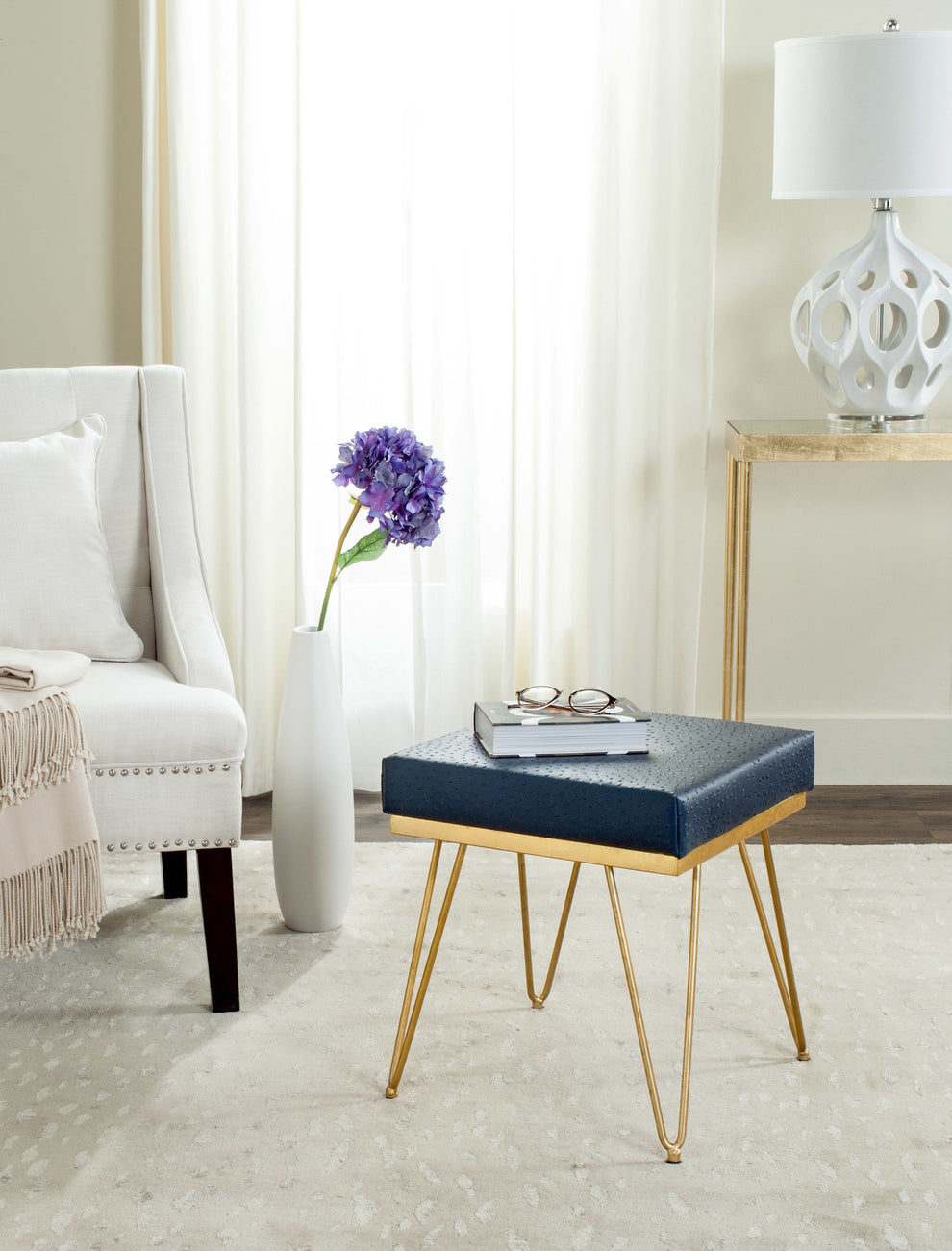 Safavieh Jenine Faux Ostrich Square Bench | Benches | Modishstore - 3