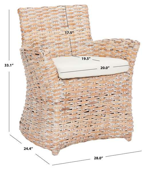Safavieh Cabana Rattan Arm Chair - White Wash | Accent Chairs | Modishstore - 3