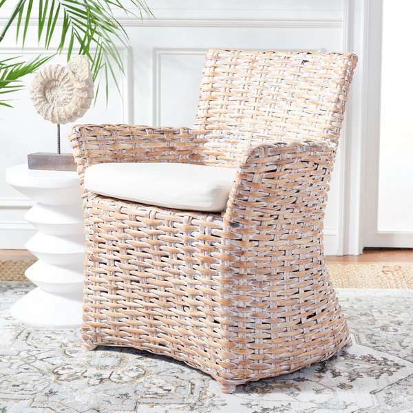 Safavieh Cabana Rattan Arm Chair - White Wash | Accent Chairs | Modishstore - 4