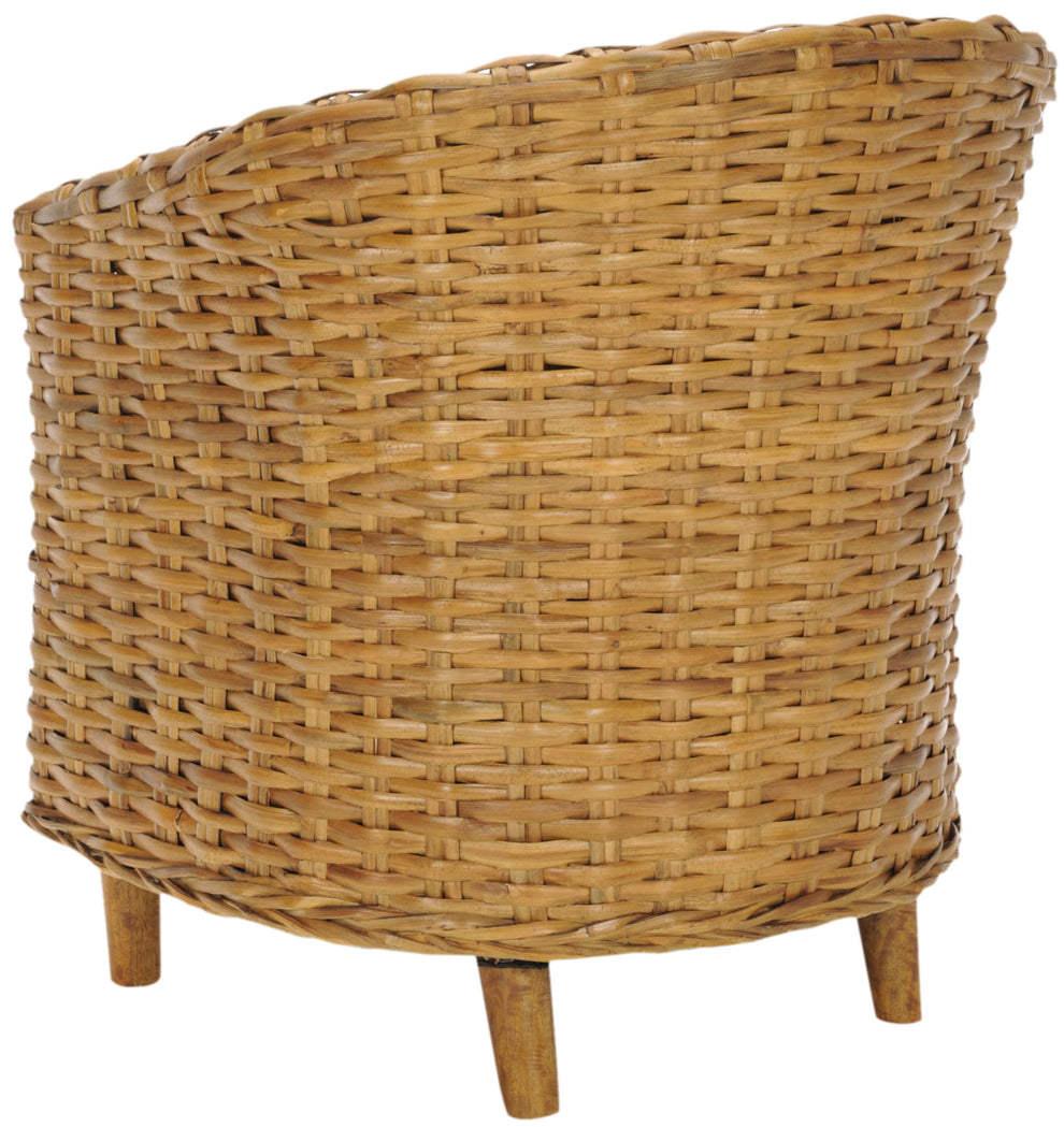 Safavieh Omni Barrel  Low Back Chair in 4 colors Homey , Brown , Natural, brown / Black , Rattan finish and Mango wood  construction | Accent Chairs | Modishstore - 7