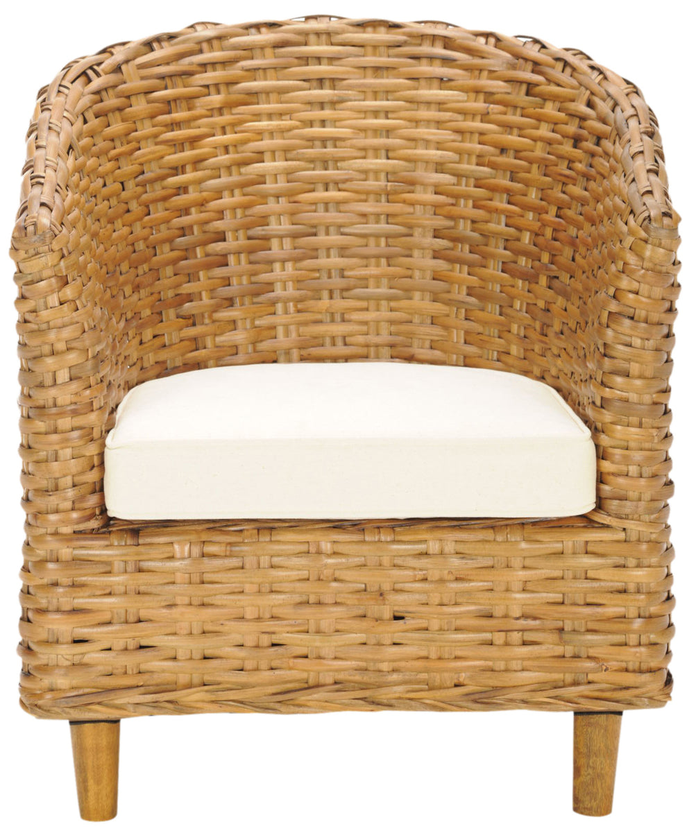 Safavieh Omni Barrel  Low Back Chair in 4 colors Homey , Brown , Natural, brown / Black , Rattan finish and Mango wood  construction | Accent Chairs | Modishstore - 6