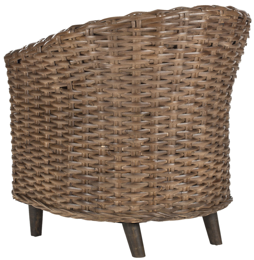 Safavieh Omni Barrel  Low Back Chair in 4 colors Homey , Brown , Natural, brown / Black , Rattan finish and Mango wood  construction | Accent Chairs | Modishstore - 11