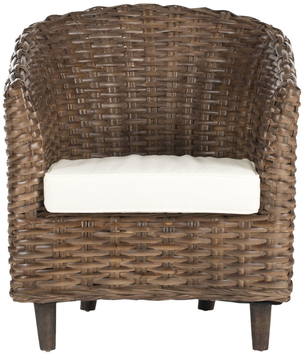 Safavieh Omni Barrel  Low Back Chair in 4 colors Homey , Brown , Natural, brown / Black , Rattan finish and Mango wood  construction | Accent Chairs | Modishstore - 10