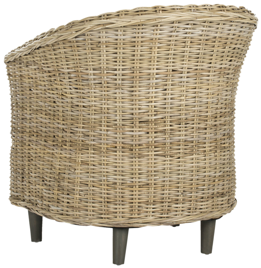 Safavieh Omni Barrel  Low Back Chair in 4 colors Homey , Brown , Natural, brown / Black , Rattan finish and Mango wood  construction | Accent Chairs | Modishstore - 15