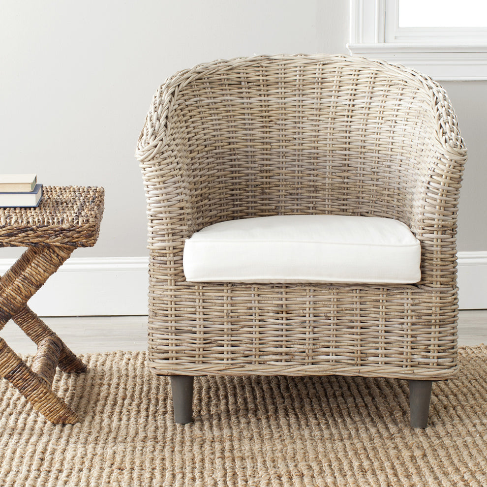 Safavieh Omni Barrel  Low Back Chair in 4 colors Homey , Brown , Natural, brown / Black , Rattan finish and Mango wood  construction | Accent Chairs | Modishstore - 13
