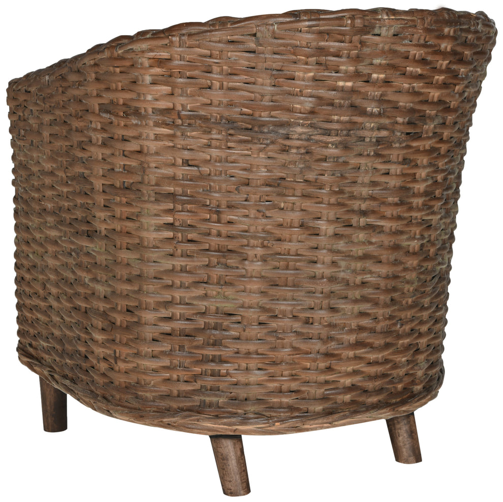 Safavieh Omni Barrel  Low Back Chair in 4 colors Homey , Brown , Natural, brown / Black , Rattan finish and Mango wood  construction | Accent Chairs | Modishstore - 19