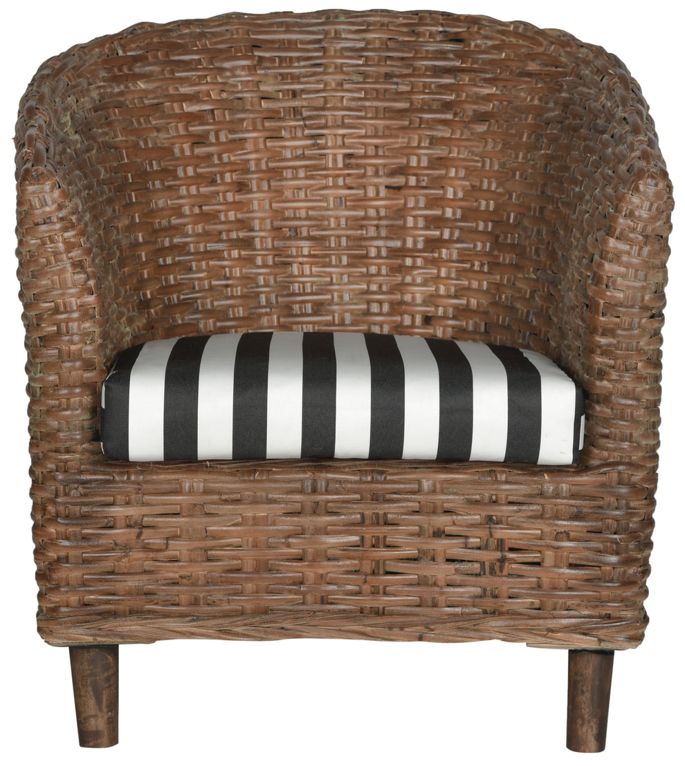 Safavieh Omni Barrel  Low Back Chair in 4 colors Homey , Brown , Natural, brown / Black , Rattan finish and Mango wood  construction | Accent Chairs | Modishstore - 18