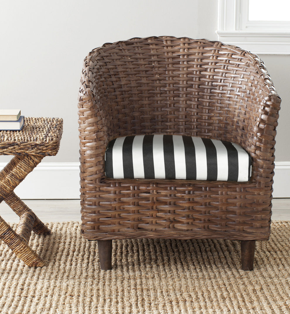 Safavieh Omni Barrel  Low Back Chair in 4 colors Homey , Brown , Natural, brown / Black , Rattan finish and Mango wood  construction | Accent Chairs | Modishstore - 17