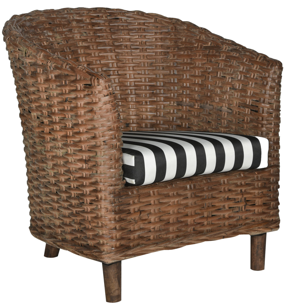 Safavieh Omni Barrel  Low Back Chair in 4 colors Homey , Brown , Natural, brown / Black , Rattan finish and Mango wood  construction | Accent Chairs | Modishstore - 5