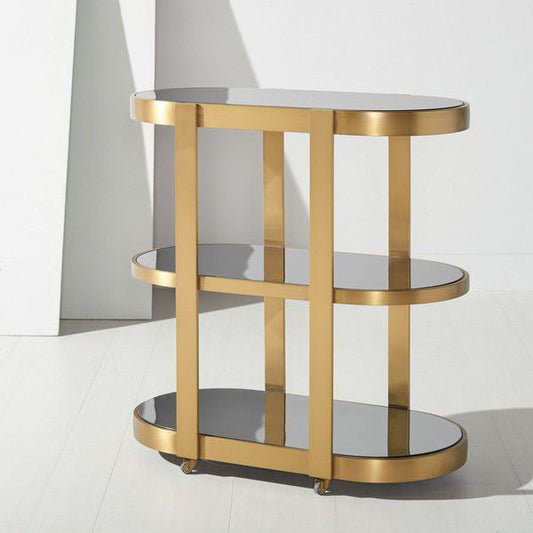 Safavieh Cece Mirrored Glass Bar Cart - Gold | Bar Carts | Modishstore