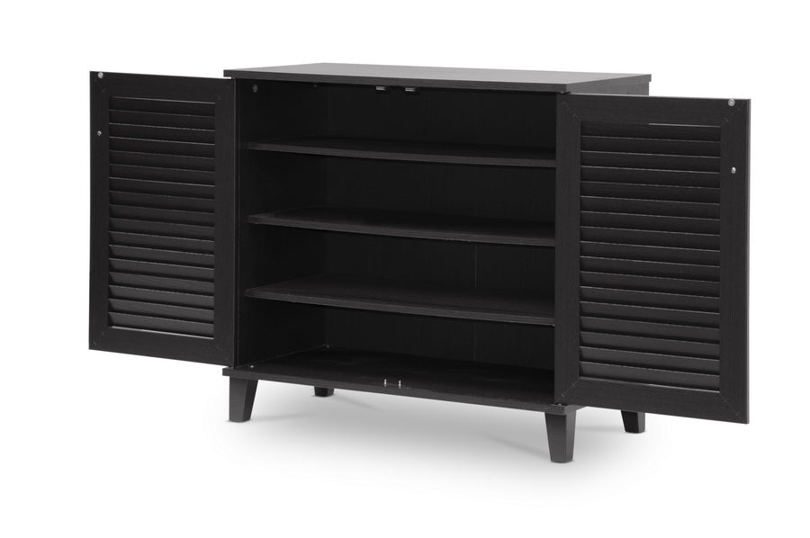 baxton studio coolidge espresso shoe storage cabinet | Modish Furniture Store-3