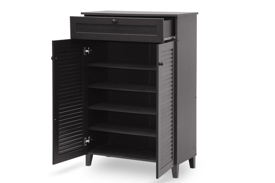 baxton studio harding espresso shoe storage cabinet | Modish Furniture Store-3