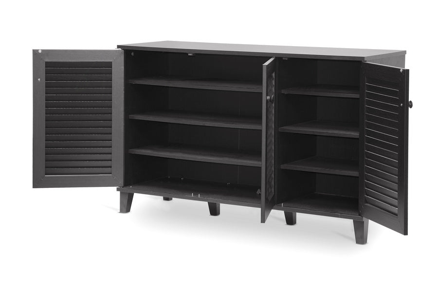 baxton studio warren espresso shoe storage cabinet | Modish Furniture Store-2