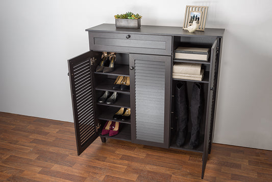 Baxton Studio Pocillo Wood Shoe Storage Cabinet | Modishstore | Cabinets