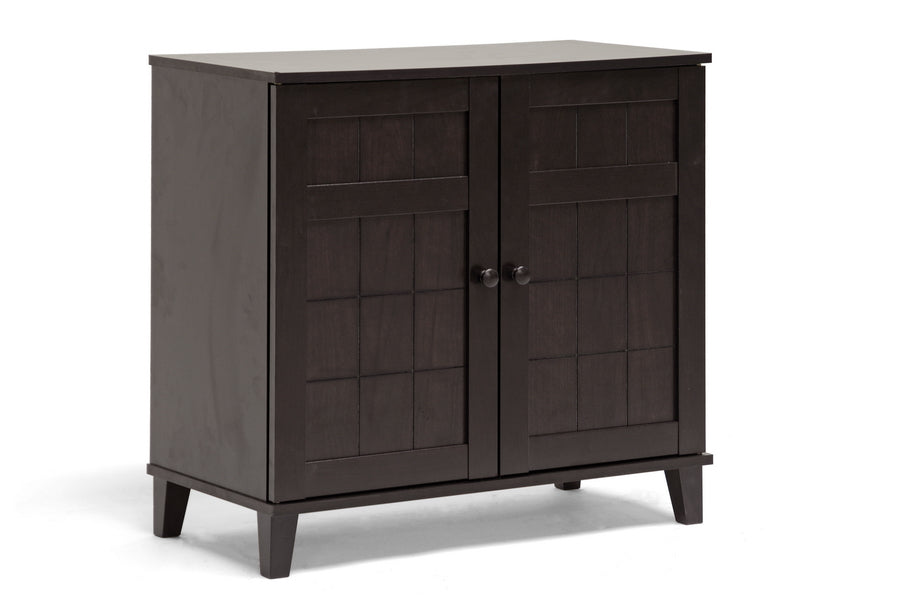 baxton studio glidden dark brown wood modern shoe cabinet short | Modish Furniture Store-2