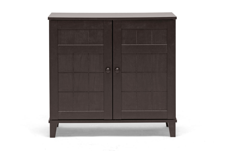 baxton studio glidden dark brown wood modern shoe cabinet short | Modish Furniture Store-3