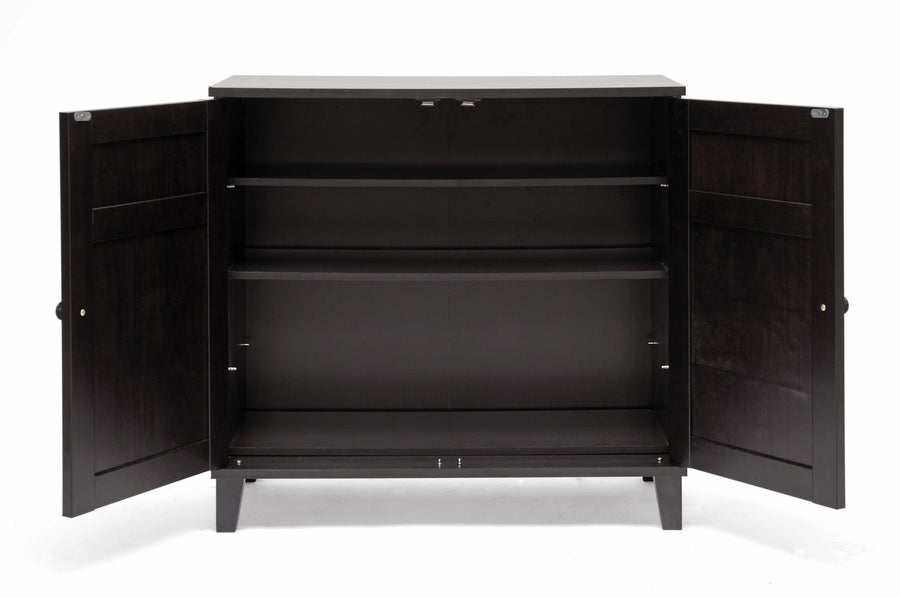 baxton studio glidden dark brown wood modern shoe cabinet short | Modish Furniture Store-4