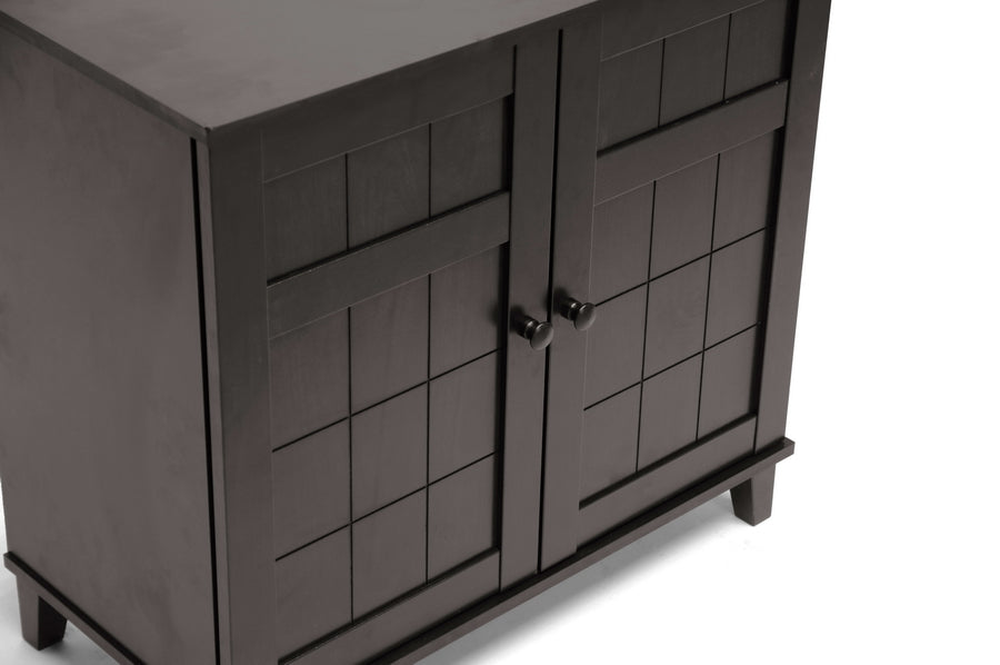 baxton studio glidden dark brown wood modern shoe cabinet short | Modish Furniture Store-5