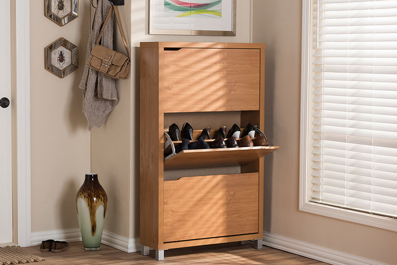 Baxton Studio Simms Maple Modern Shoe Cabinet | Modishstore | Cabinets