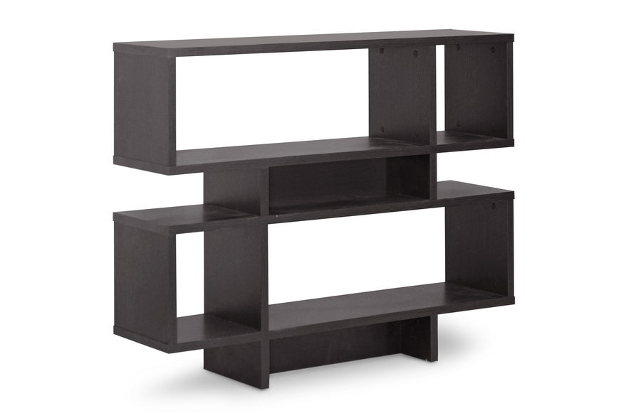 baxton studio cassidy 4 level dark brown modern bookshelf | Modish Furniture Store-2