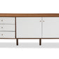 Baxton Studio Harlow Mid-century Modern Scandinavian Style White and Walnut Wood Sideboard Storage Cabinet | Modishstore | Cabinets