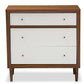 baxton studio harlow mid century modern scandinavian style white and walnut wood 3 drawer chest | Modish Furniture Store-2