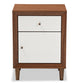 Baxton Studio Harlow Mid-century Modern Scandinavian Style White and Walnut Wood 1-drawer and 1-door Nightstand | Modishstore | Nightstands