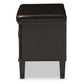baxton studio sheffield modern and contemporary 2 door dark brown wood entryway storage cushioned bench shoe rack cabinet organizer | Modish Furniture Store-3