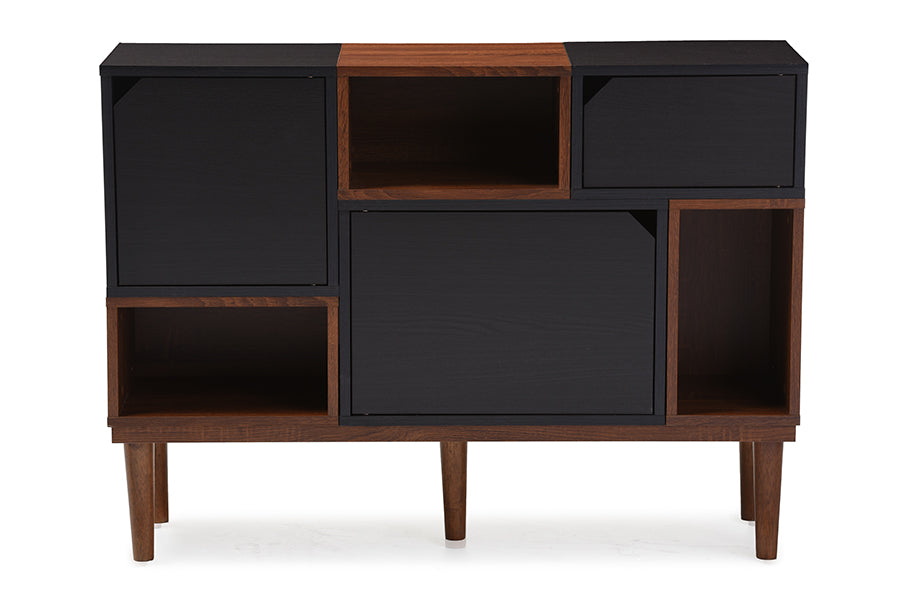 Baxton Studio Anderson Mid-century Retro Modern Oak and Espresso Wood Sideboard Storage Cabinet | Modishstore | Cabinets