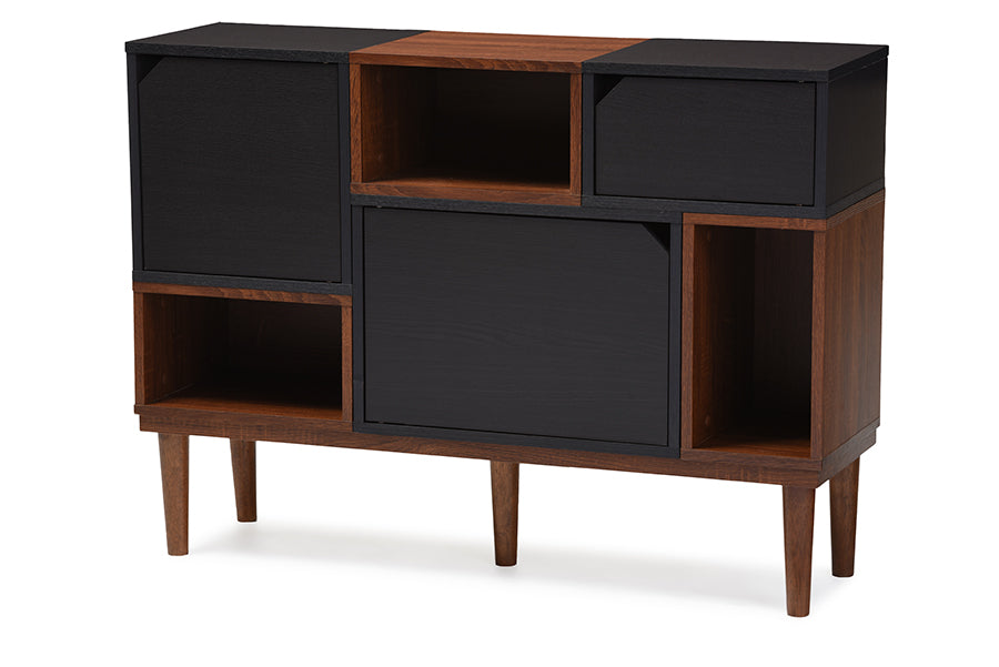 baxton studio anderson mid century retro modern oak and espresso wood sideboard storage cabinet | Modish Furniture Store-2