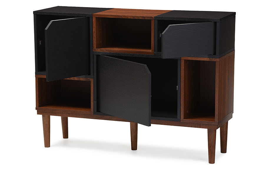baxton studio anderson mid century retro modern oak and espresso wood sideboard storage cabinet | Modish Furniture Store-3