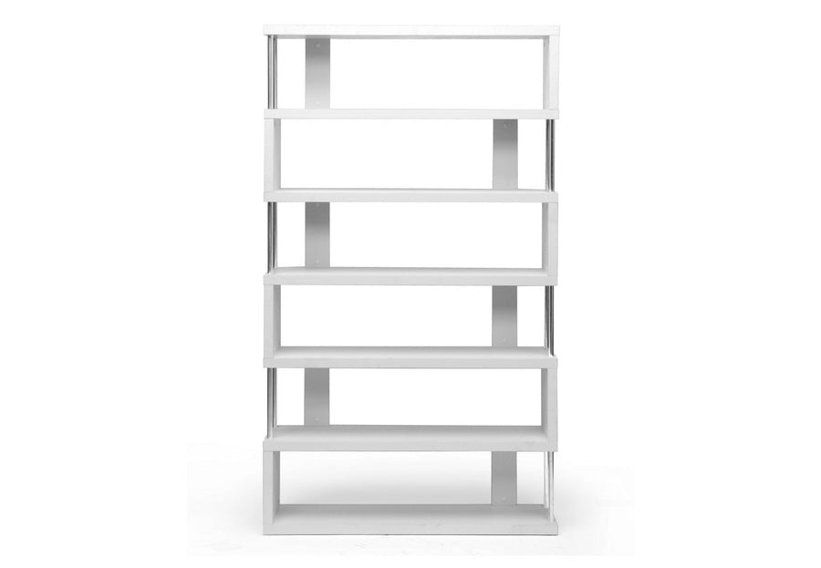 Baxton Studio Barnes White Six-Shelf Modern Bookcase | Modishstore | Bookcases