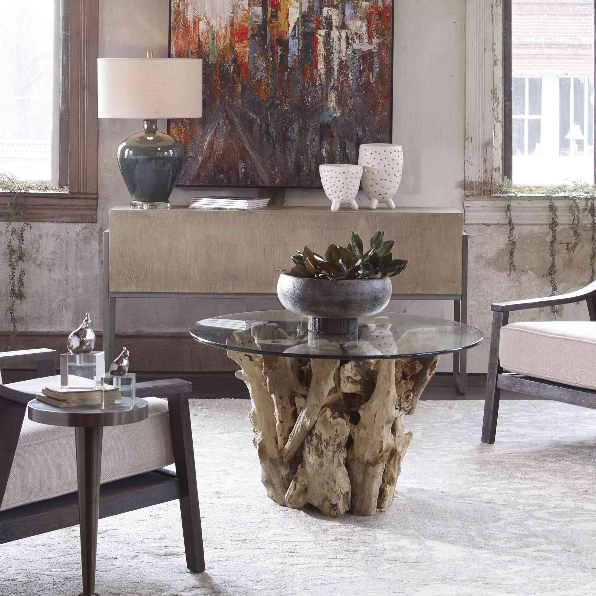 Uttermost Driftwood Glass Top Cocktail Table | Coffee Tables | Modishstore - 3