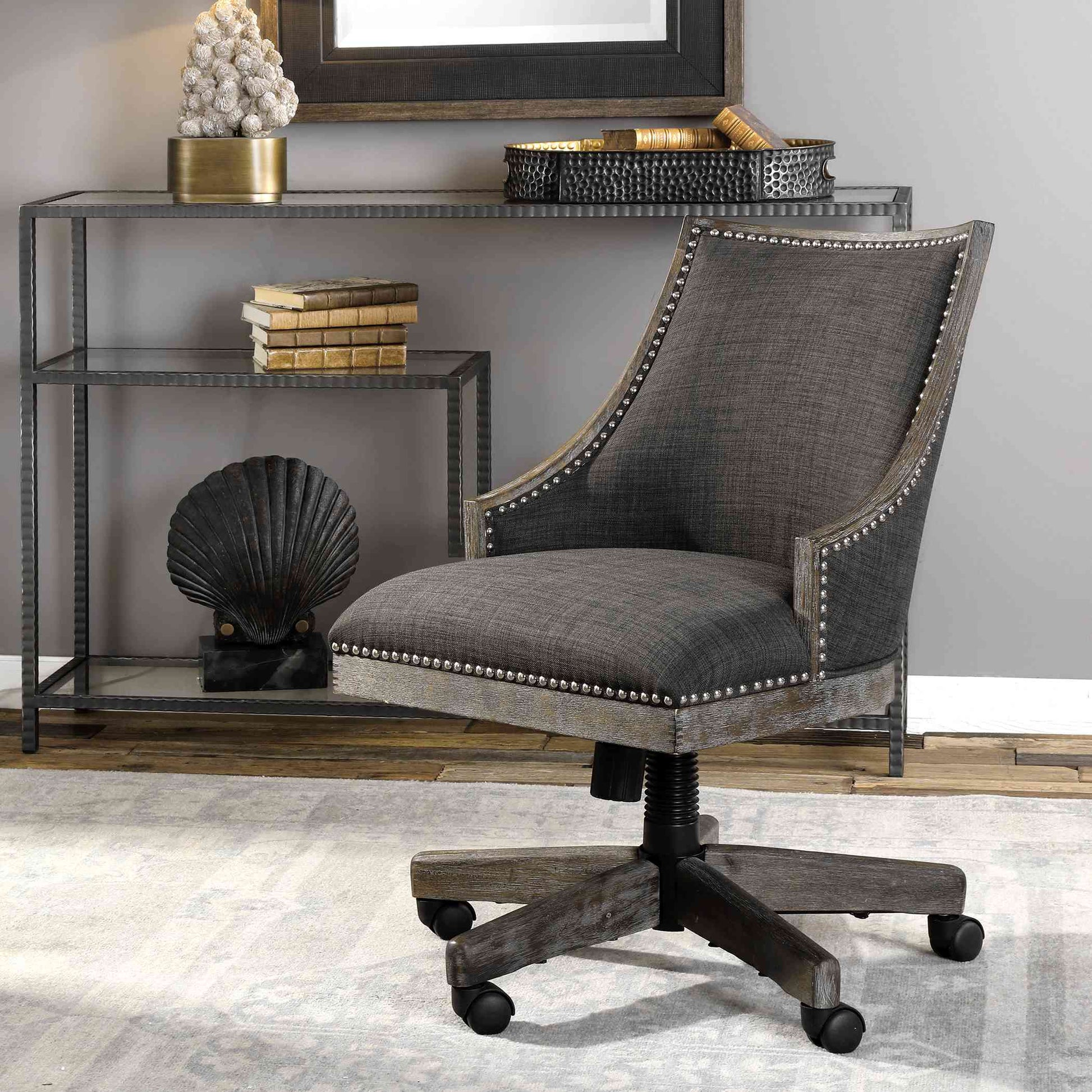 Uttermost Aidrian Charcoal Desk Chair | Office Chairs | Modishstore - 2
