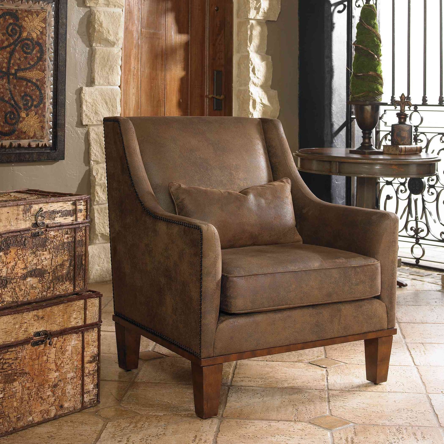 Uttermost Clay Leather Armchair | Armchairs | Modishstore - 4