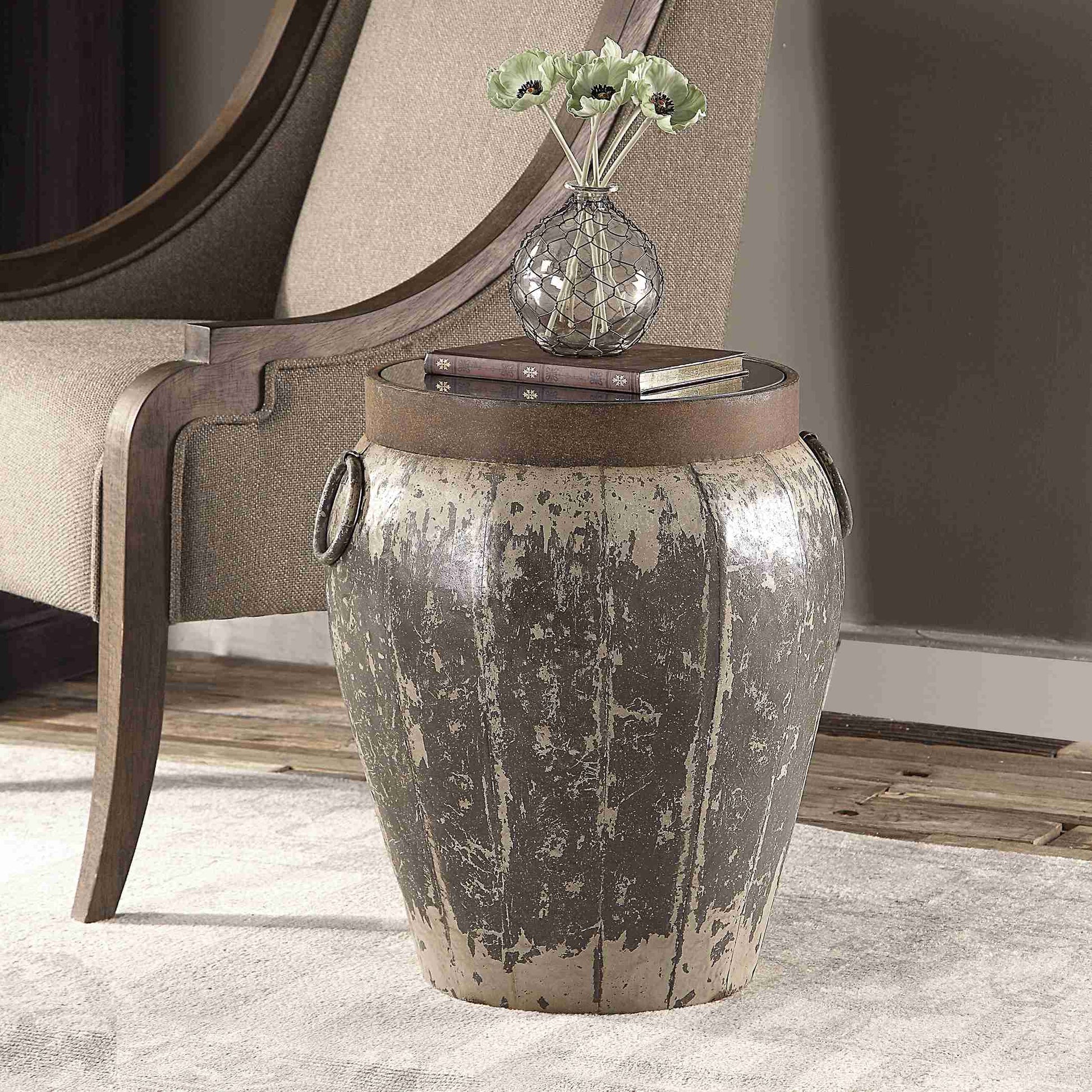 Uttermost Neith Metal Drum Accent Table | Accent Tables | Modishstore - 2