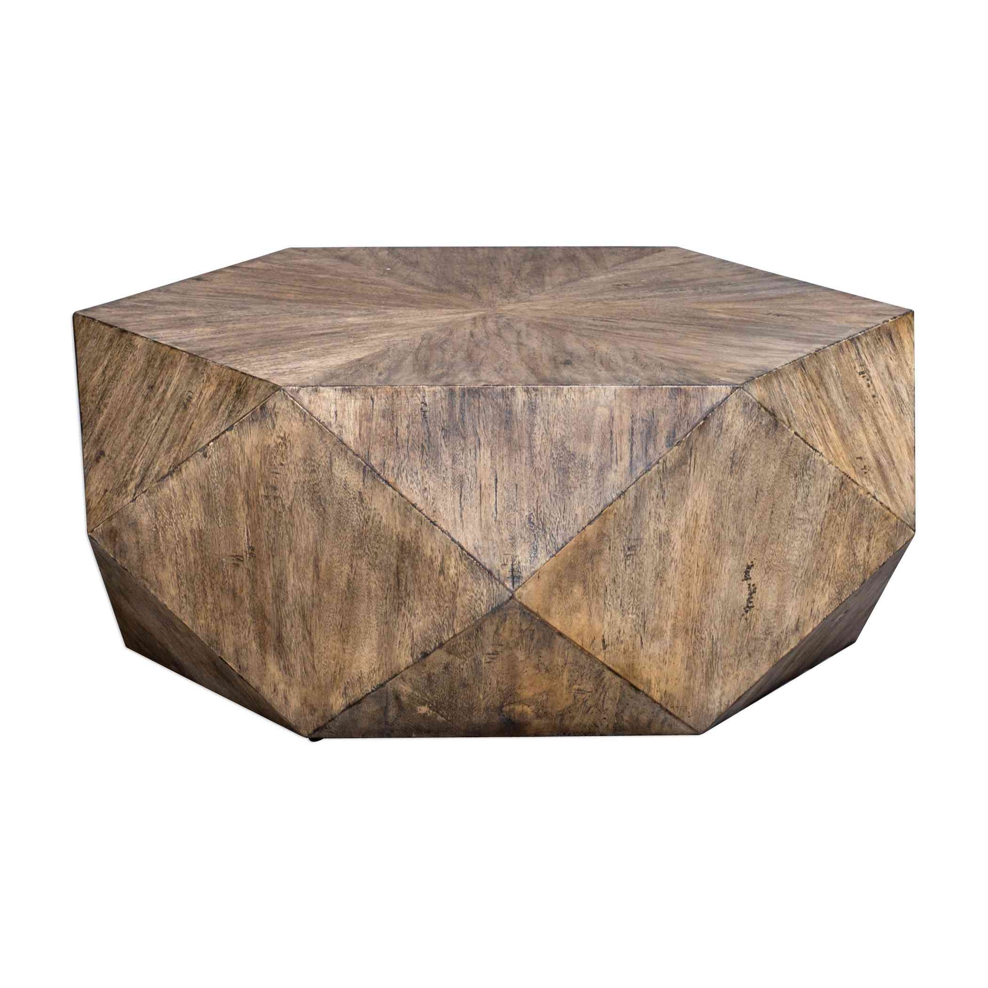 Uttermost Volker Honey Coffee Table-18" H x 48" W x 43.8" D, Burnished Honey/Light Gray | Coffee Tables | Modishstore - 4