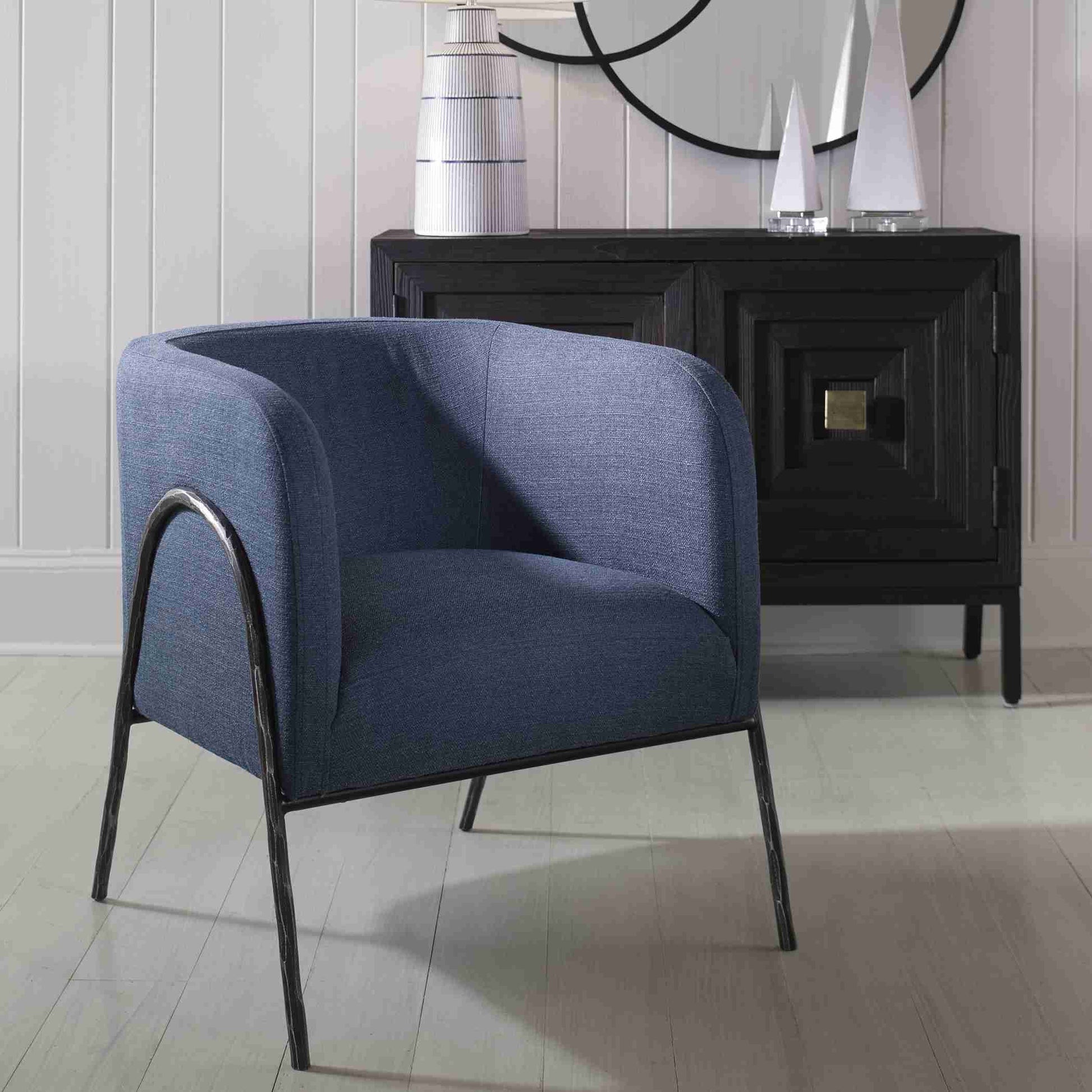 Uttermost Jacobsen Denim Barrel Chair | Accent Chairs | Modishstore - 3