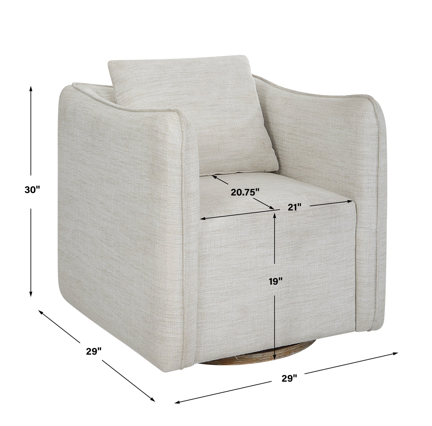 Uttermost Corben White Swivel Armchair | Accent Chairs | Modishstore - 3